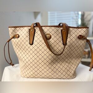 Rioni Tan and Brown Monogram Tote